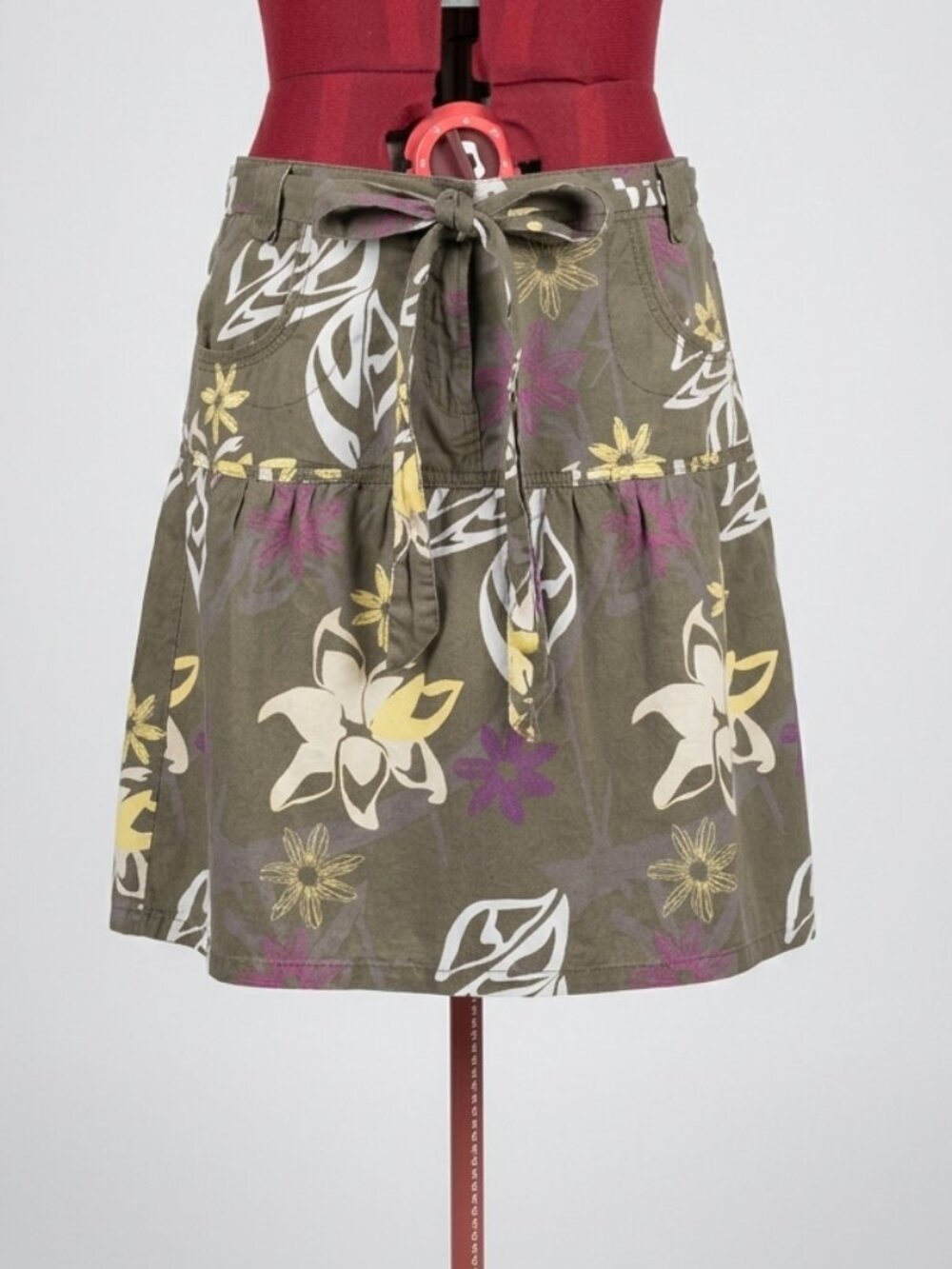 MOSAIC Collection - Olive green with Floral Print Skirt – Size Large